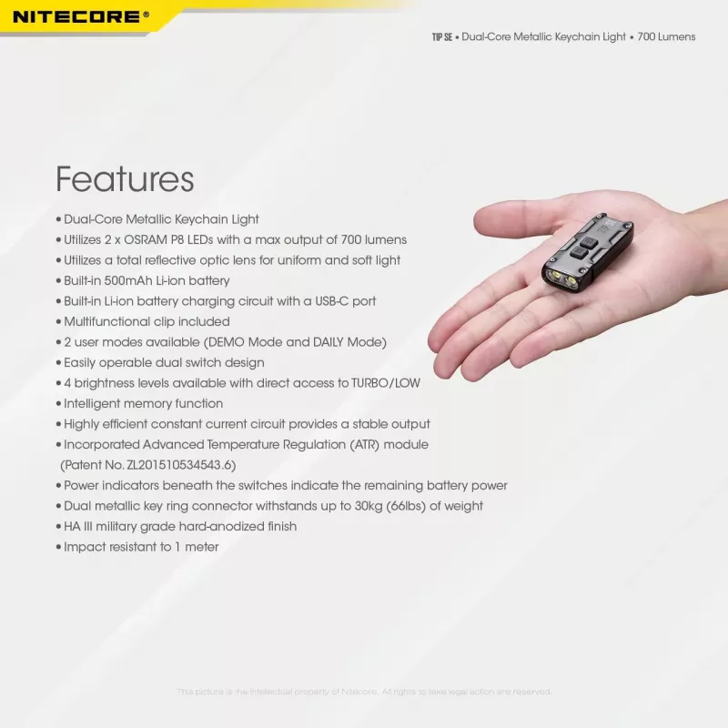 Nitecore TIP SE Black Hand flashlight LED