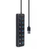 USB hub Gembird UHB-U3P7P-01, 7-port USB 3.2 Gen 1 (Type-A), 0.24 m cable, black