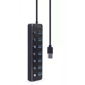 USB hub Gembird UHB-U3P7P-01, 7-port USB 3.2 Gen 1 (Type-A), 0.24 m cable, black