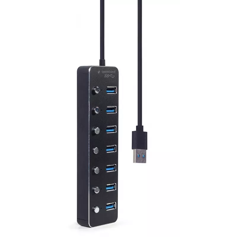 USB hub Gembird UHB-U3P7P-01, 7-port USB 3.2 Gen 1 (Type-A), 0.24 m cable, black