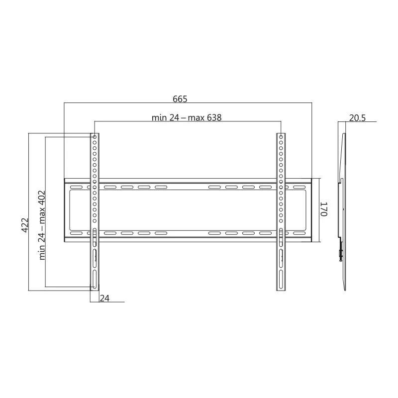 TV mount LogiLink BP0038 177.8 cm (70 inch) Black Stainless steel