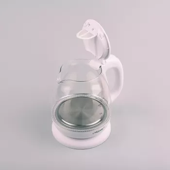 Electric kettle Maestro MR-055 White — 1 L, 1100 W, glass housing, backlight, water level indicator