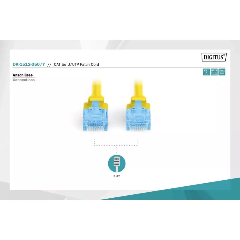 Patch Cord Digitus CAT 5e U/UTP DK-1512-050/Y 5m Yellow