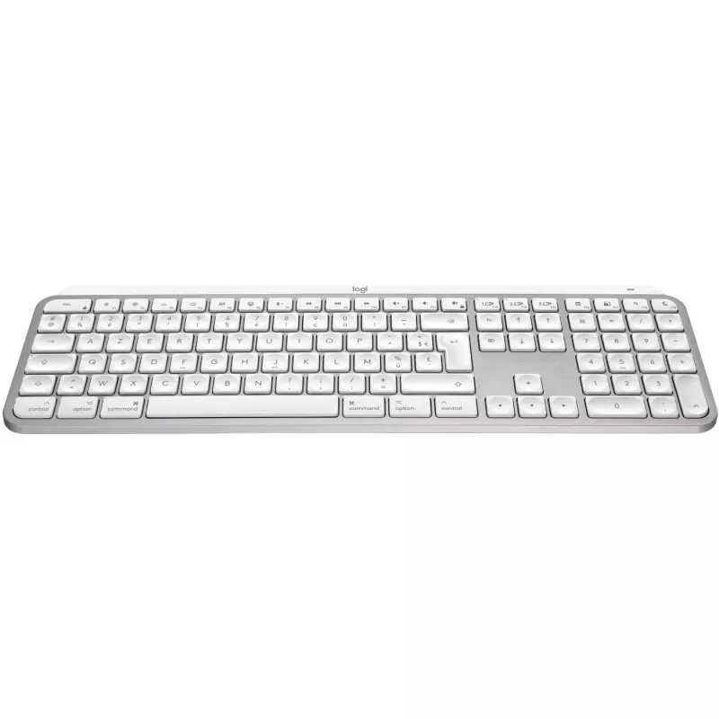 Logitech Master Series MX Keys S for Mac - Keyboard - full size - backlit - Wireless - Bluetooth LE - AZERTY - French - Pale Gray (920-011626)