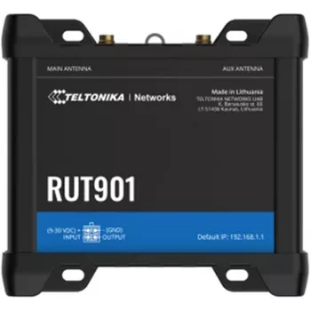 Cellular network router Teltonika RUT901 — 4x Fast Ethernet LAN, 3G/4G LTE, Wi‑Fi 4 (802.11n), 4 external antennas, aluminium housing