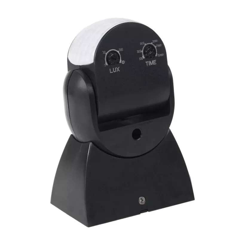 Passive infrared (PIR) motion detector MACLEAN MCE201B — wired wall sensor, 12 m range, black