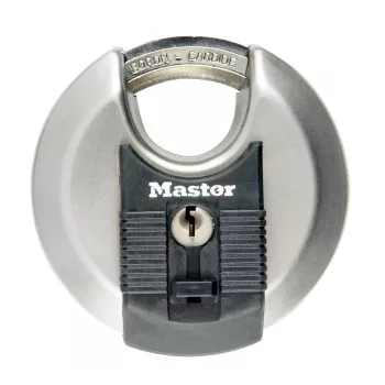 Discus padlock MASTER LOCK 70 mm Excell stainless steel, shrouded shackle, keyed to differ