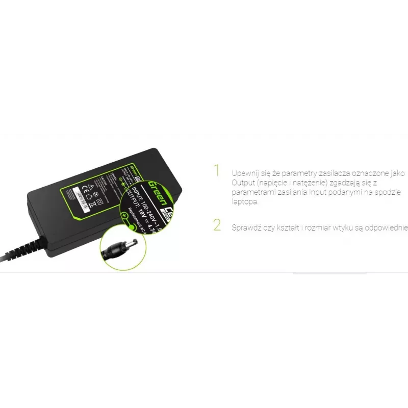Indoor Power Adapter Green Cell AD19P 40W Black