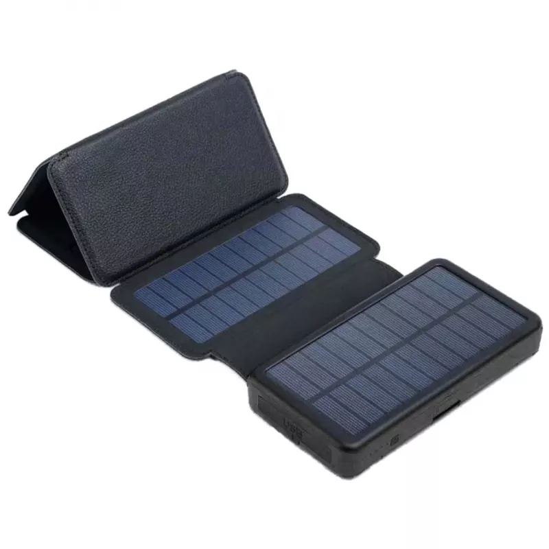 PowerNeed ES20000B Foldable Solar Panel with Power Bank, 9 W, 20000 mAh, Li-Poly, 2x USB 2A, Black