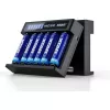 Battery charger XTAR MC6C multi-slot smart charger for cylindrical Li‑ion cells, 6‑bay, supports 18650/21700/AA, 5V input, black