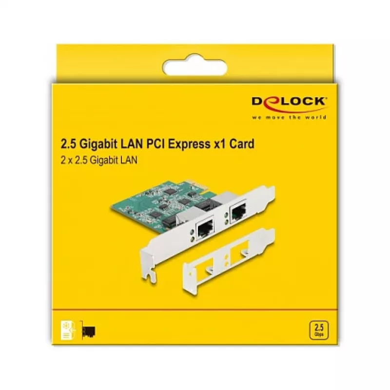 DeLOCK PCI Express x1 Card to 2 x RJ45 2.5 Gigabit LAN RTL8125 Wired Ethernet
