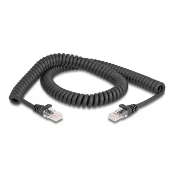 Network Cable DeLOCK RJ45 Coiled Cable male to male Cat.5e 2 m black