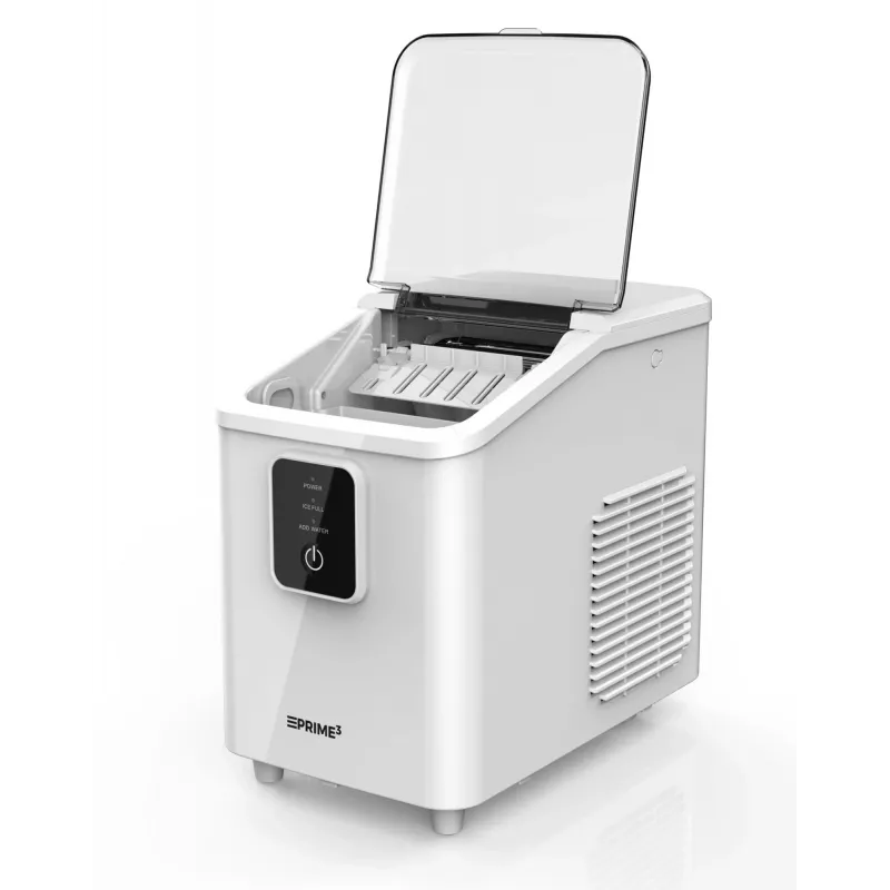 Portable ice cube maker PRIME3 SIM31 — 1.7 L tank, 12 kg/24h, 120 W, R600A, silver