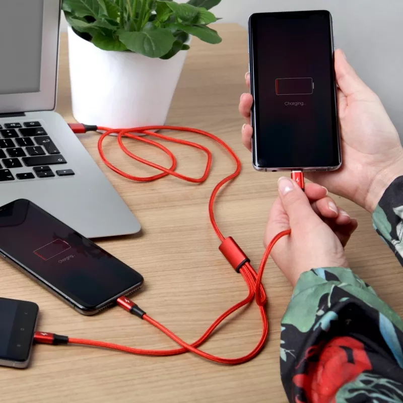UNITEK C4049RD USB cable 1.2 m USB A USB C/Micro-USB B/Lightning Red