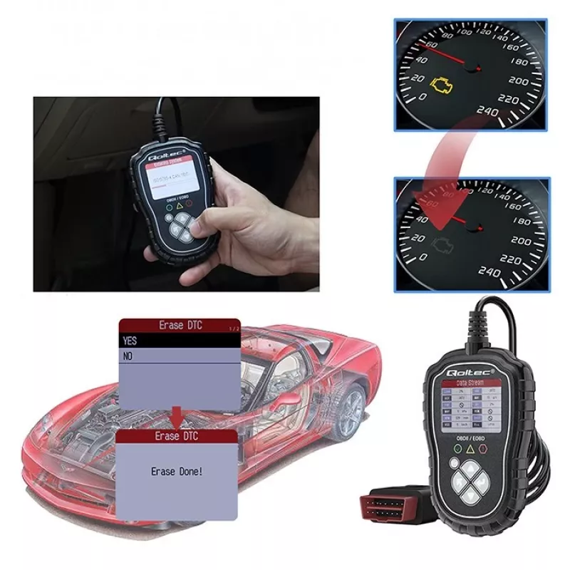 OBDII diagnostic tester QOLTEC ProLine 50685 — vehicle OBD-II scanner for 8V/25V systems