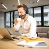 Audiocore 74452 Bluetooth Headset Headphone Noise Reuction Microphone Call CenterGoogle Siri Office Wireless