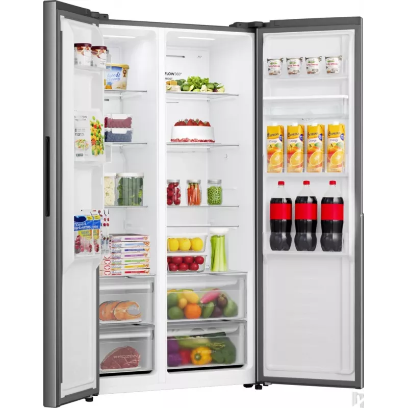 Gorenje HZF55082 NRS917E41XWD G400, Freestanding, American door, Grey, 2 door(s), Touch, LED