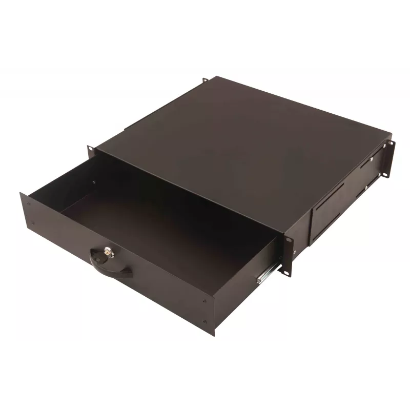 DIGITUS DN-19 KEY-2U-SW 2U Lockable Keyboard Drawer with Document Storage for 19 inch Racks, Black