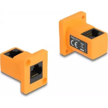 DeLOCK D-Type Module RJ45 jack to jack 90° angled orange