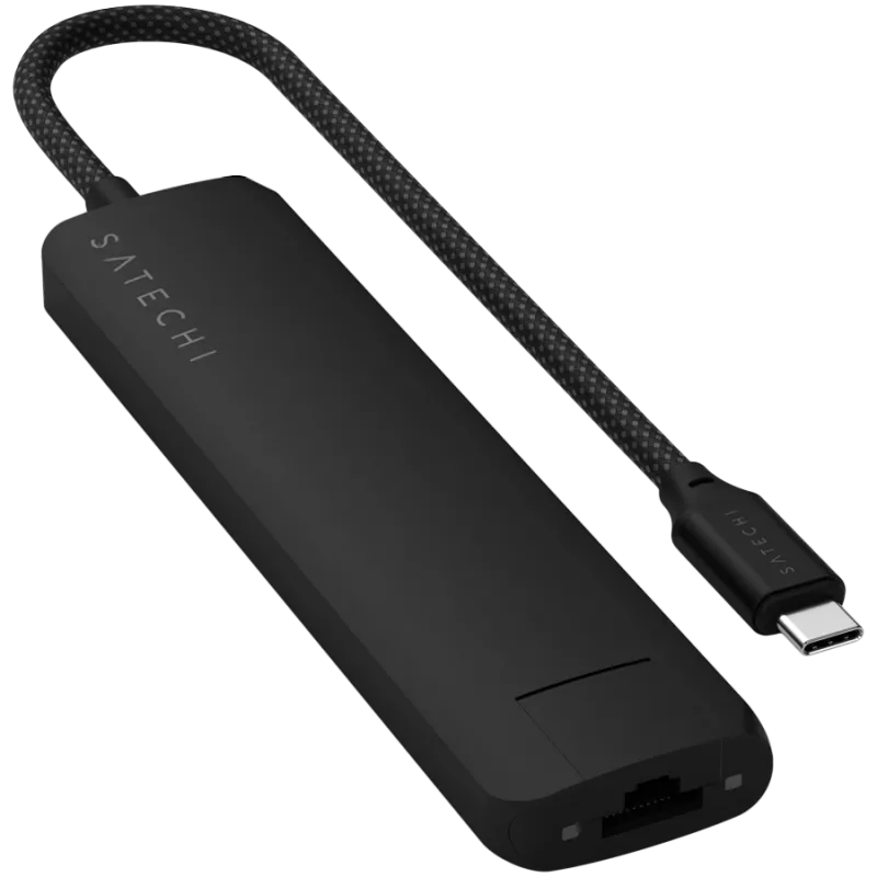 Satechi 7-w-1 USB-C Slim Multiport Adapter Ethernet (USB-C PD, 2x USB-A, HDMI 4K, Ethernet, czytnik kart micro/SD) (Black)
