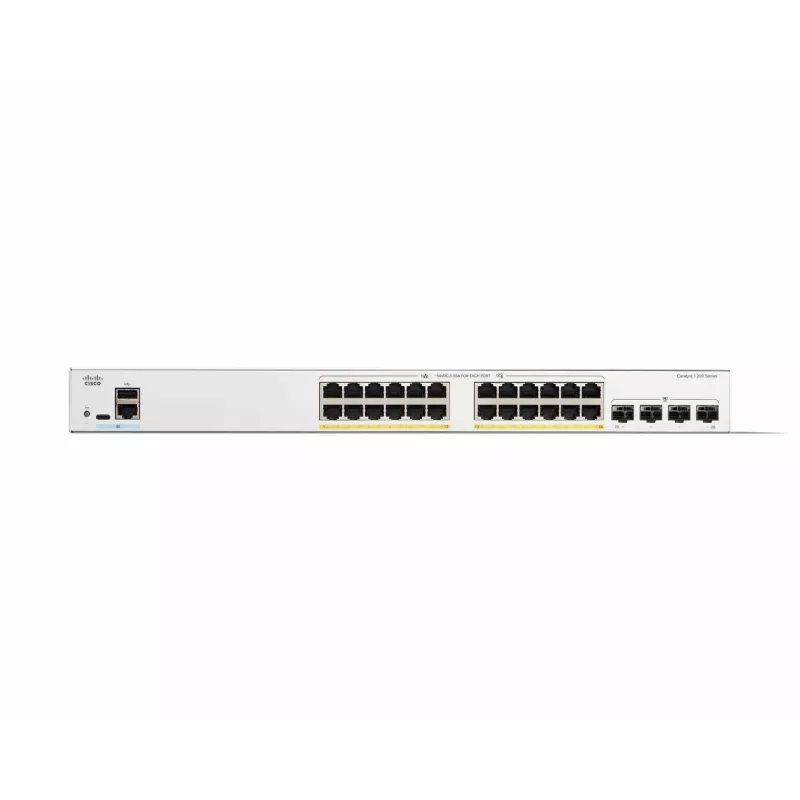 Cisco Catalyst 1200-24FP-4G Smart Switch, 24 Port GE, Full PoE, 4x1GE SFP, Limited Lifetime Protection (C1200-24FP-4G)