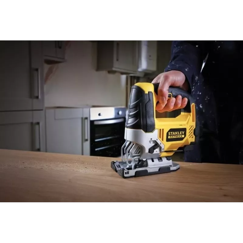 Jigsaw STANLEY FME340K — 710 W, 3000 spm, cutting depth wood 85 mm, steel 10 mm, top handle, bevel adjustable