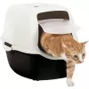 Hooded cat litter box Rotho Bailey Black White 560×400×390 mm, carbon filter, handle, door flap