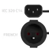 Power adapter QOLTEC IEC 320 C14 to French plug, 0.15 m cable