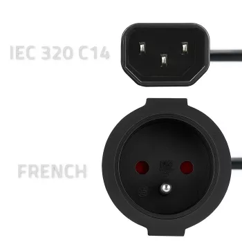Power adapter QOLTEC IEC 320 C14 to French plug, 0.15 m cable