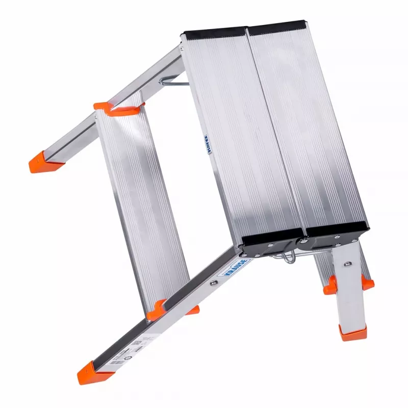 Folding step ladder Krause Treppy Silver 130020 — aluminium, 2 steps, 150 kg capacity, folded 55×20 cm, weight 2 kg