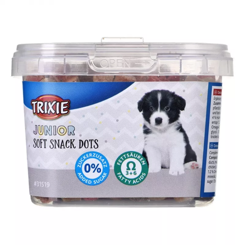 Dog training treats Trixie Junior Dots 140 g — soft salmon snacks for puppies