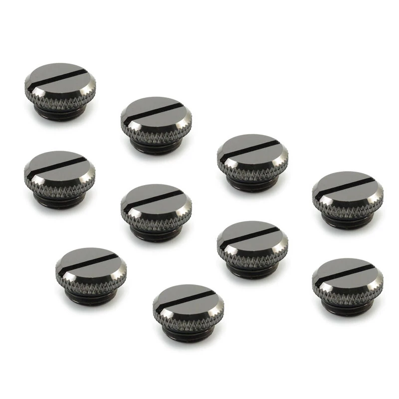 XSPC G1/4 inch V2 Threaded Stop Plug, 10-pack — black chrome