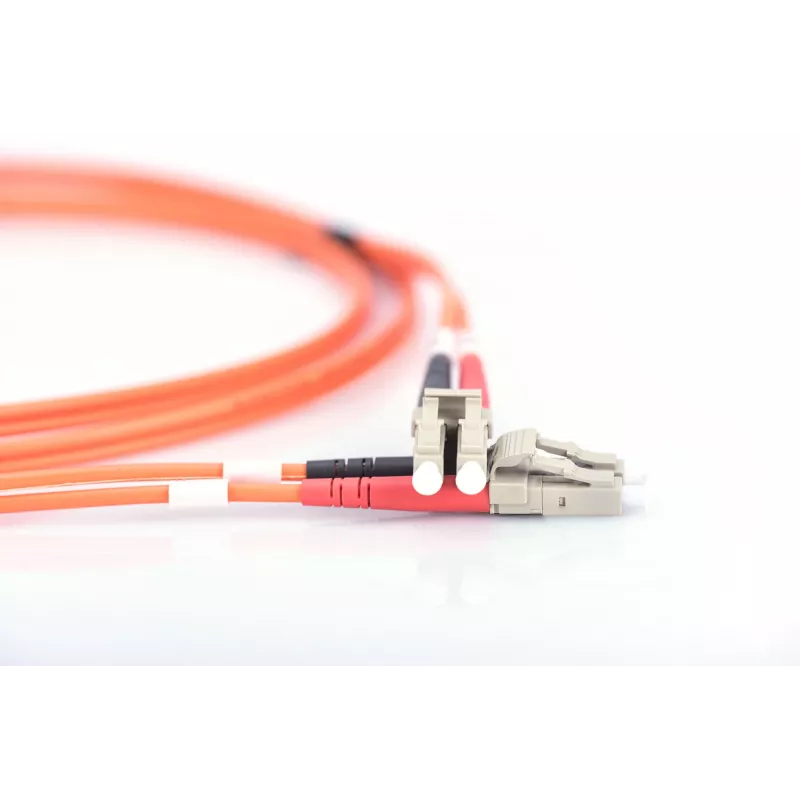 DIGITUS LWL Patchkabel LC/LC 50/125µm 3m Multimode Duplex Halogenfrei bis 1Gbit mit Messprotokoll orange OM2 (DK-2533-03)