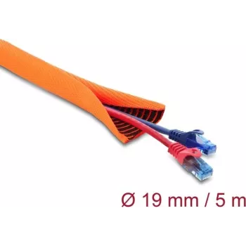 Cable protection spiral self-closing double-layer 5 m x 19 mm DELOCK 19028 orange