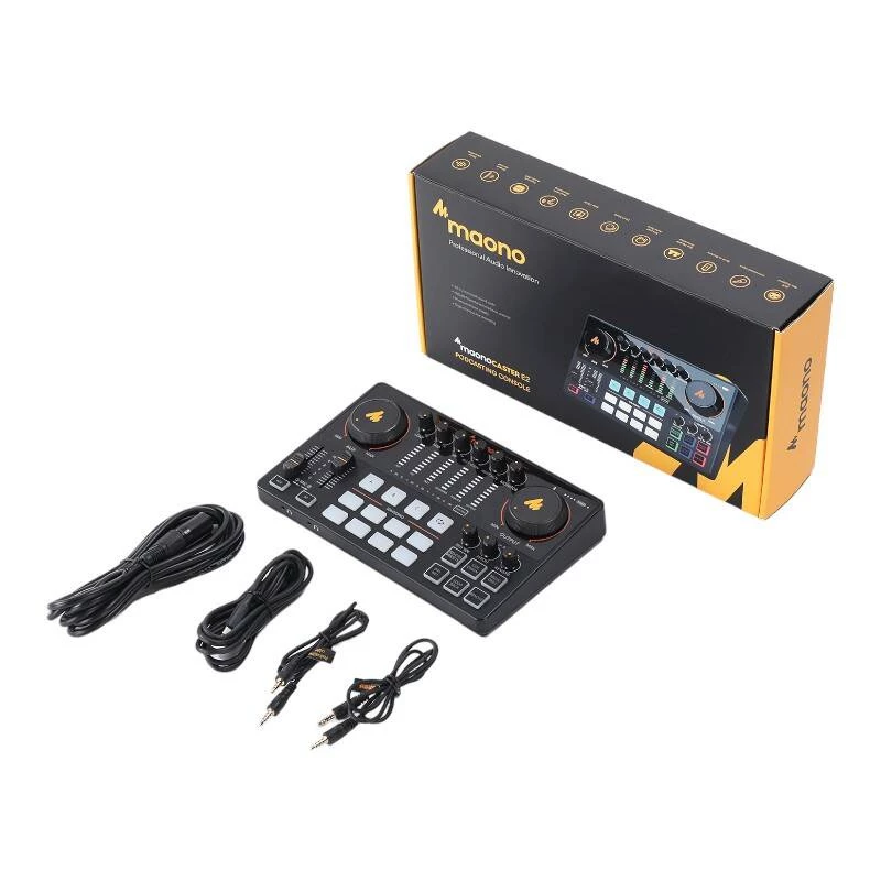 USB Audio Interface MAONO AME2 Black with Built-in Effects, Compact Desktop Sound Card