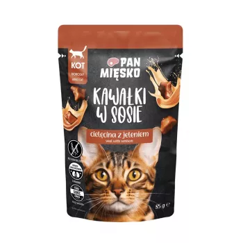 Pan Mięsko Wet Cat Food Chunks in Gravy Veal with Venison 85g