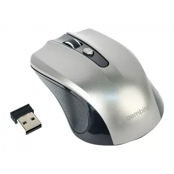 Wireless mouse GEMBIRD MUSW-4B-04-BG — right-hand, optical 1600 DPI, 4 buttons, RF Wireless, black/grey