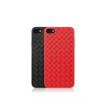 Phone soft case Devia for iPhone SE2 in red with woven pattern