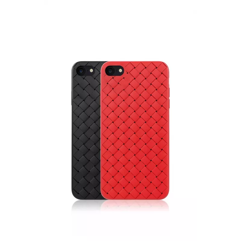 Phone soft case Devia for iPhone SE2 in red with woven pattern