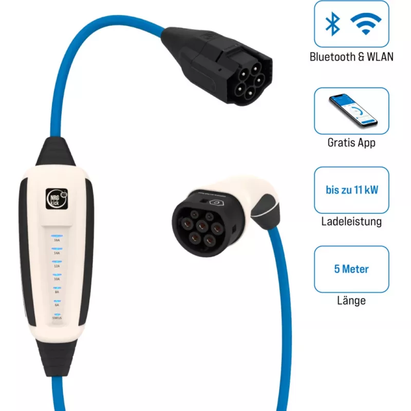 EV charger NRGkick 16A 5m by NRGkick, model 17501000 — portable electric vehicle charging cable 16 A, 5 m