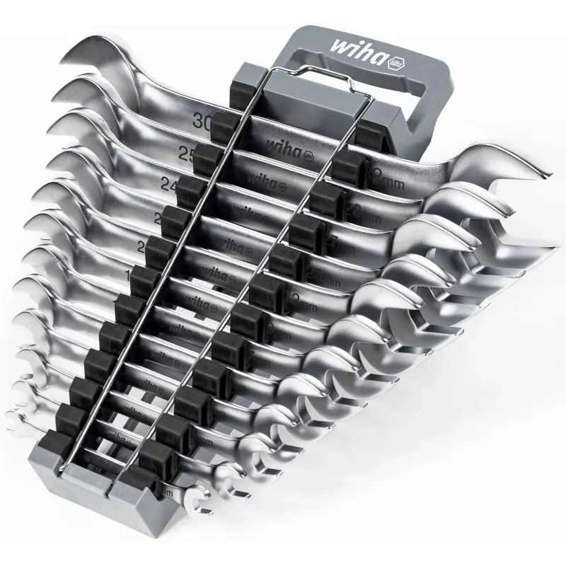 Double Open-End Wrench Set Wiha 44753 — 12 pieces, sizes SW 6–32 mm