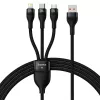 USB Cable Baseus SUP0003351 1.2m USB A USB C/Micro USB-A/Lightning Black