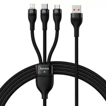 USB Cable Baseus SUP0003351 1.2m USB A USB C/Micro USB-A/Lightning Black