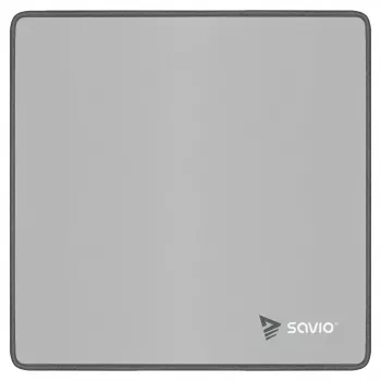 Gaming mouse pad SAVIO Turbo Dynamic S — Grey, 250×250 mm, 2 mm thickness, stitched anti-slip rubber base