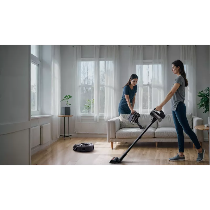 Robot vacuum Eufy E20 Black — round, dust-bag base station, 150 min runtime, 35 cm diameter