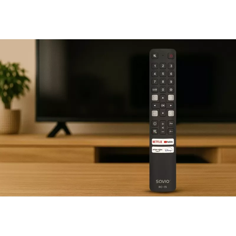 SAVIO universal TV remote RC-15 for TCL SMART TV, IR wireless, black, range 10 m