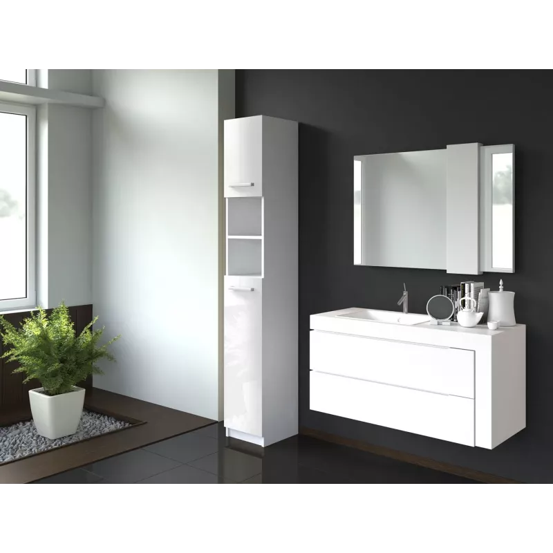 Topeshop MARBELA white gloss bathroom storage cabinet White