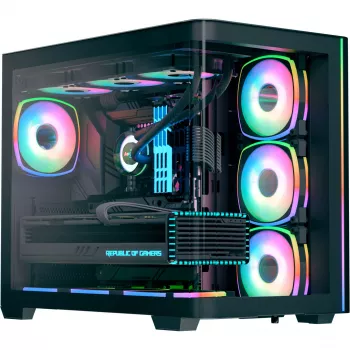 Tower PC Case AEROCOOL P500C EVO-G-BK-v1 with 2 Tempered Glass Panels, Black