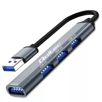 USB hub QOLTEC 53793 — USB 3.0 input, 3× USB 2.0 ports
