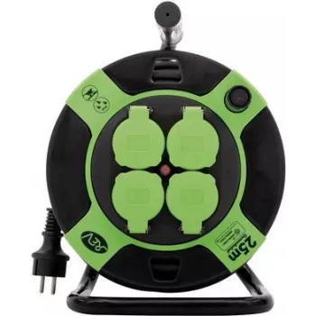 Power Extension REV 0010215412 25 m 4 AC Outlet(s) Outdoor Black Green